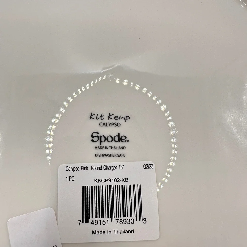 Kit Kemp Spode Calypso Pink Round Charger Plate 13 inch KKCP9102-XB Earthenware